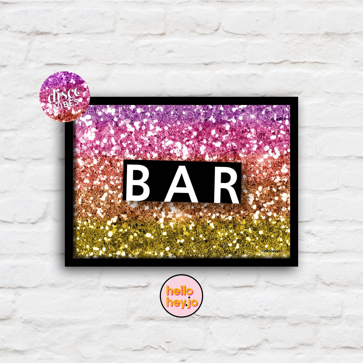 Bar Sign Glitter Print | Name Art | Personalised