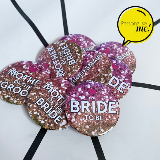 Rainbow Glitter - Personalised Badges - Rainbow