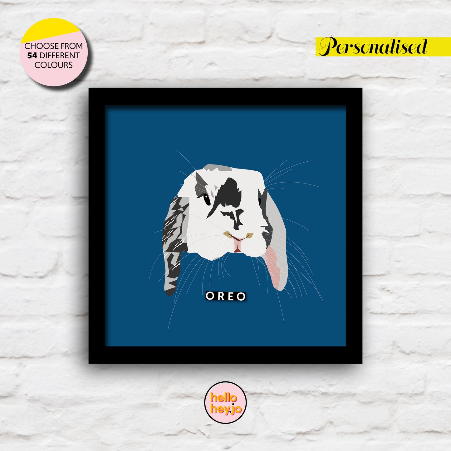 PERSONALISED Pop Rabbit Portrait | Framed in White or Black Frame