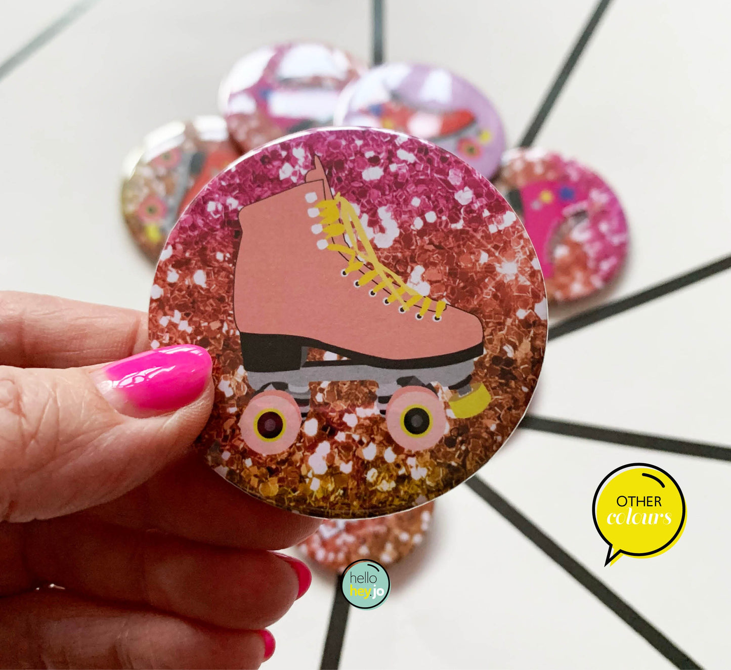 Roller-skate HANDBAG MIRROR | 4 colours | 58mm Handbag Mirror | Favour | Hen Night | Gift