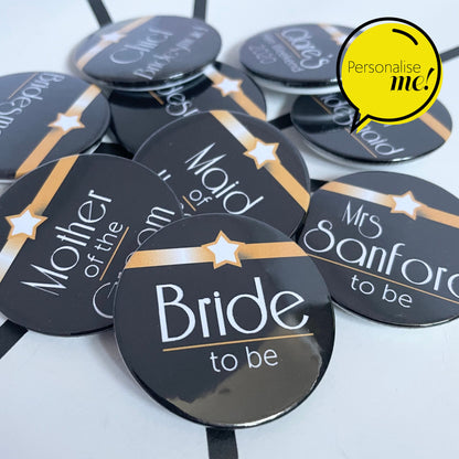 Gatsby Glam Personalised Badges - Black & Gold