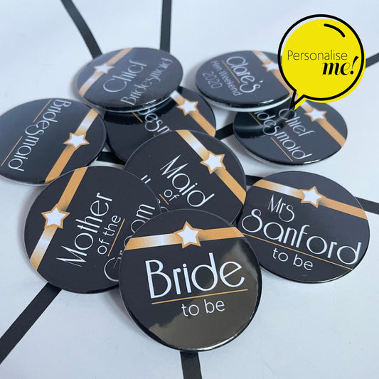 Gatsby Glam Personalised Badges - Black & Gold