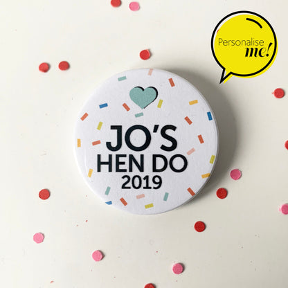 Confetti Badges - Personalised Badges - Multi Colours