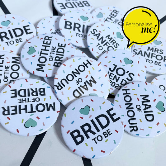 Confetti Badges - Personalised Badges - Multi Colours