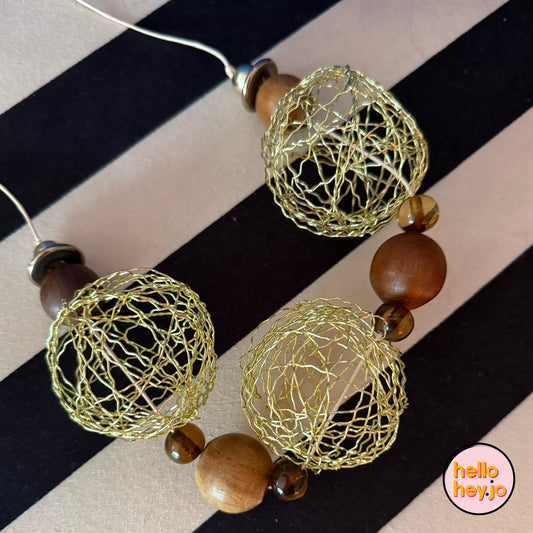 Hand made Gold Ball statement necklace - City Girl