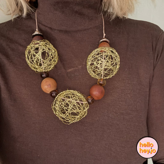 Hand made Gold Ball statement necklace - City Girl