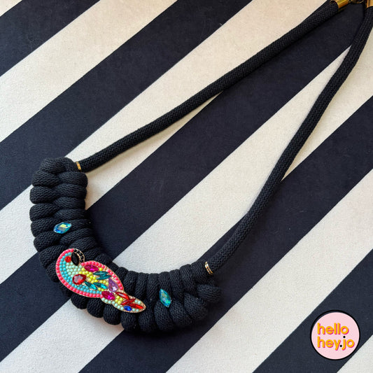 Hand made Macrame with vintage jewel necklace - Dolly Diamond