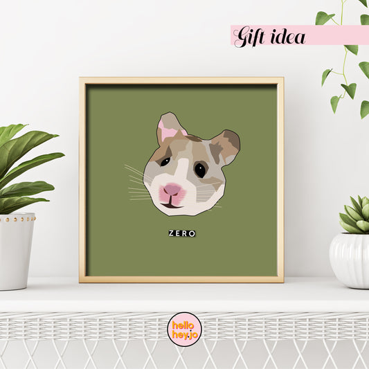 Personalised Pop Hamster Portrait | Framed in White or Black Frame