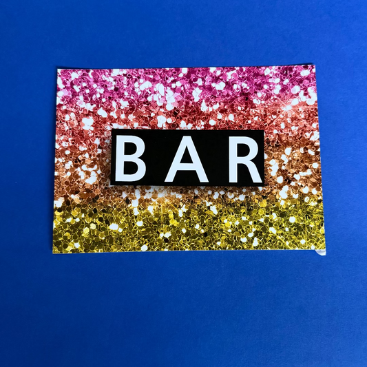Sample Sale - Bar print with glitter background £7 for 1 or 4 for £17 includes P&P