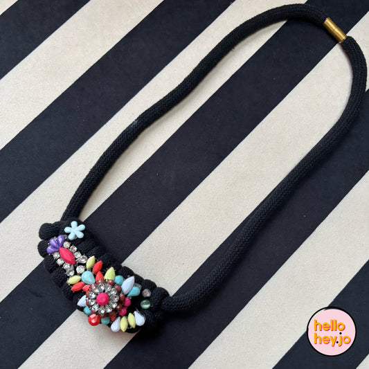 Hand made Macrame with vintage jewel necklace - Sparkle Jem