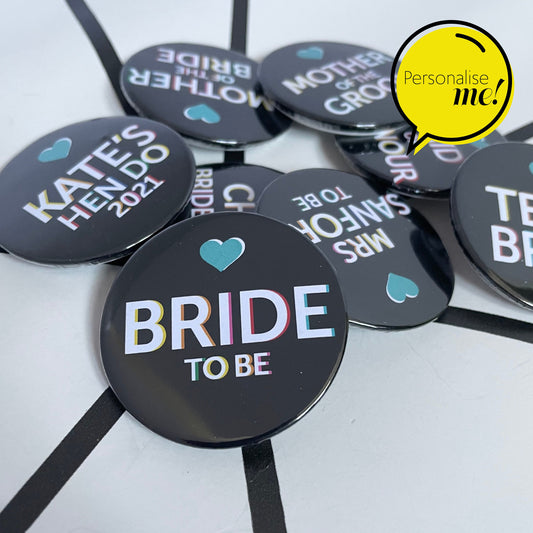 Turquoise Love Heart - Personalised Badges