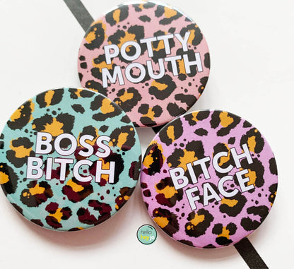 Leopard Print Badges | 45mm badge | Single or Pack of 3 badges